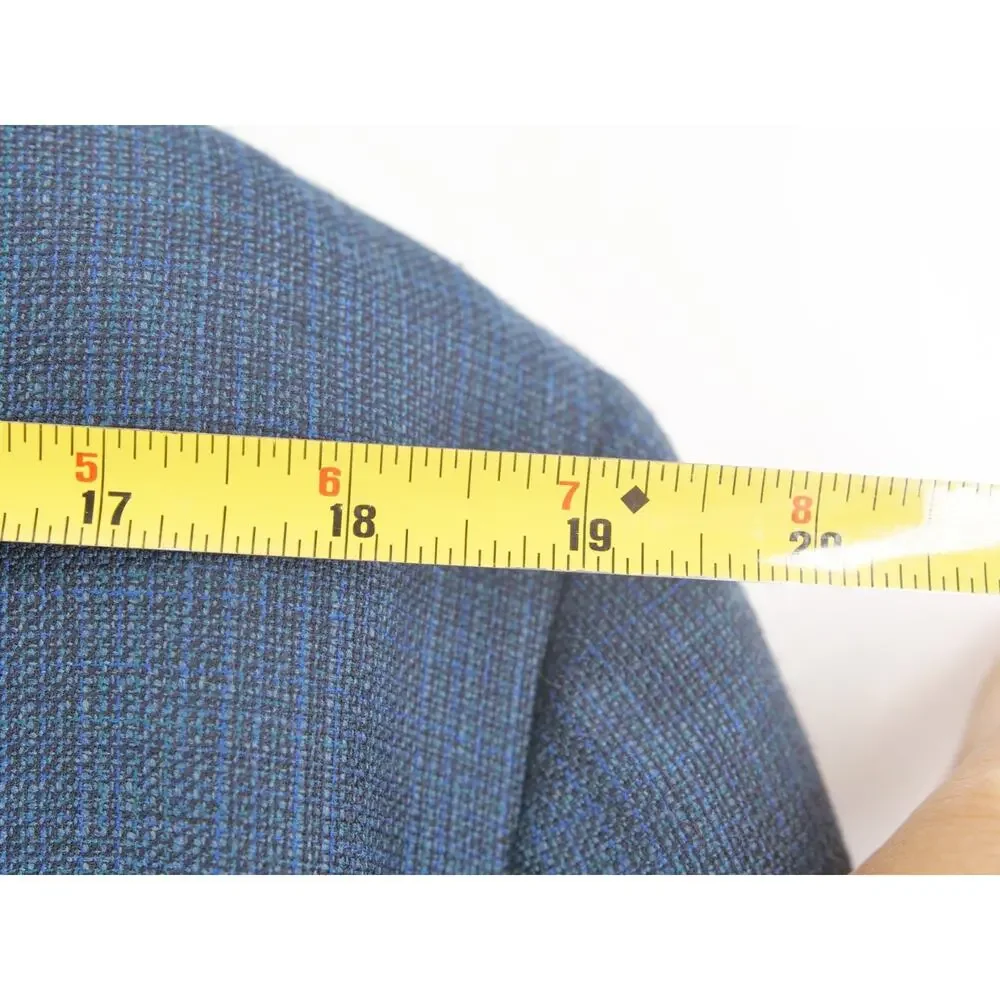 Canali Kei Blazer Sport Coat Mens 44R Blue Plaid Unstructured Patch Pocket Wool